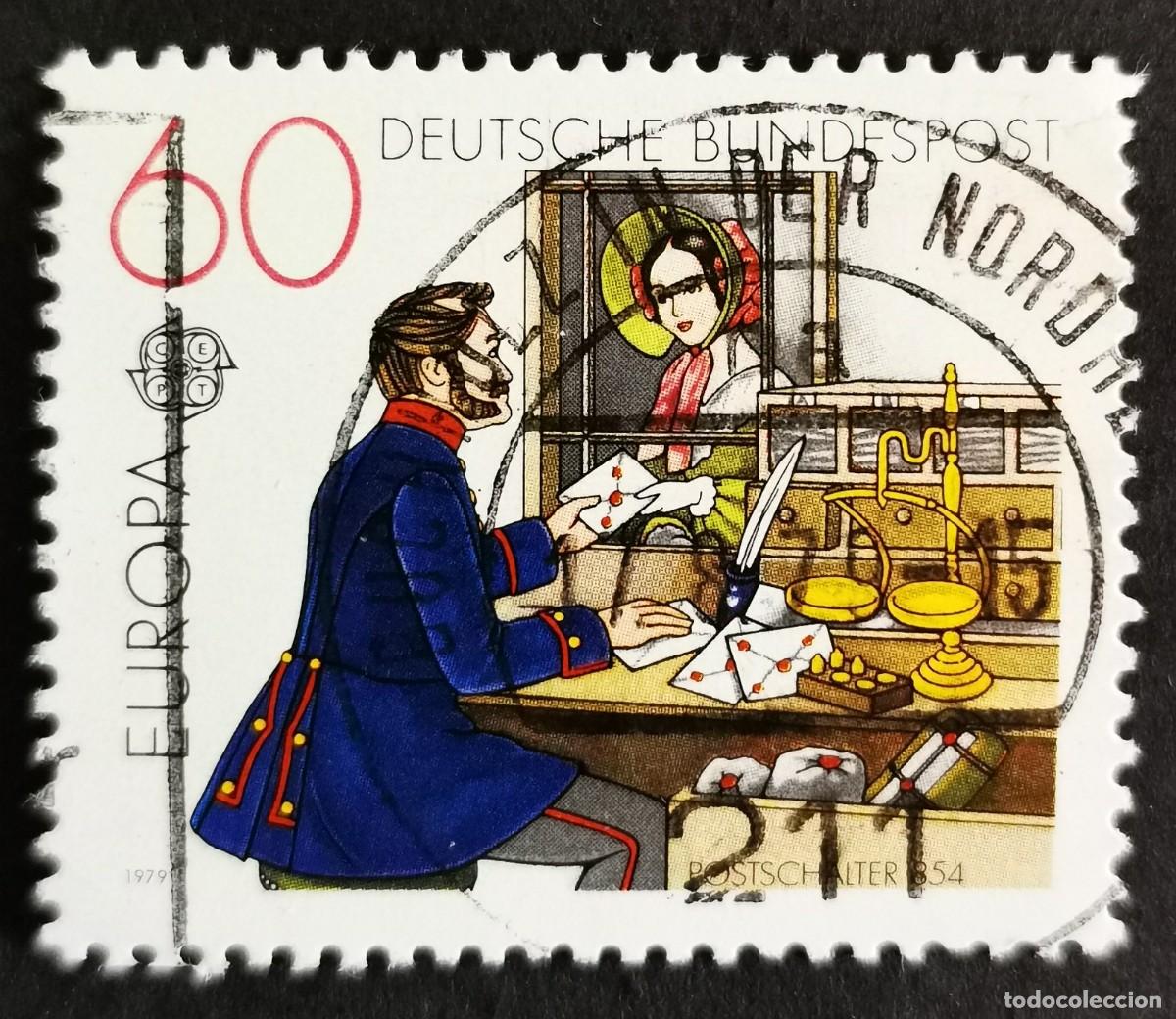 Sellos: Sello Alemania R. Federal 1979, Europa (C.E.P.T.) :Mostrador de correos, 60 Pf. Michel: DE 1012