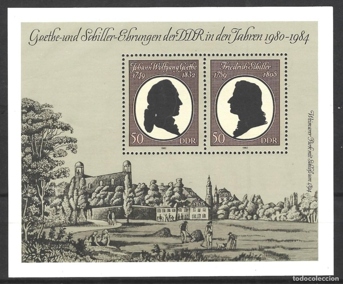 Sellos: ALEMANIA - 1982 - BLOQUE DE HOMENAJES A GOETHE Y SCHILLER EN LA RDA - MNH