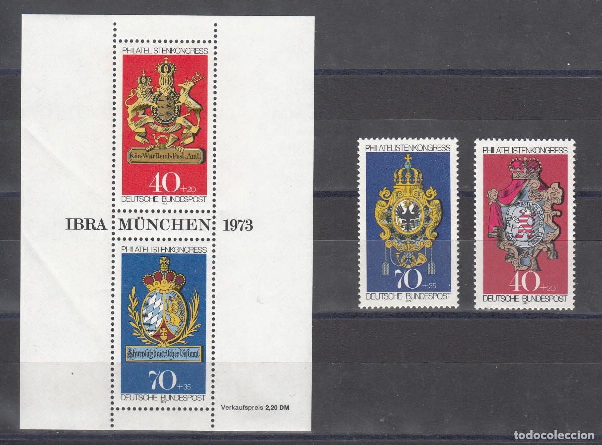 Sellos: ALEMANIA 1973 - CONGRESO MUNDIAL DE FILATELIA - ESCUDOS ANTIGUOS DE CORREOS - YVERT 614/617**