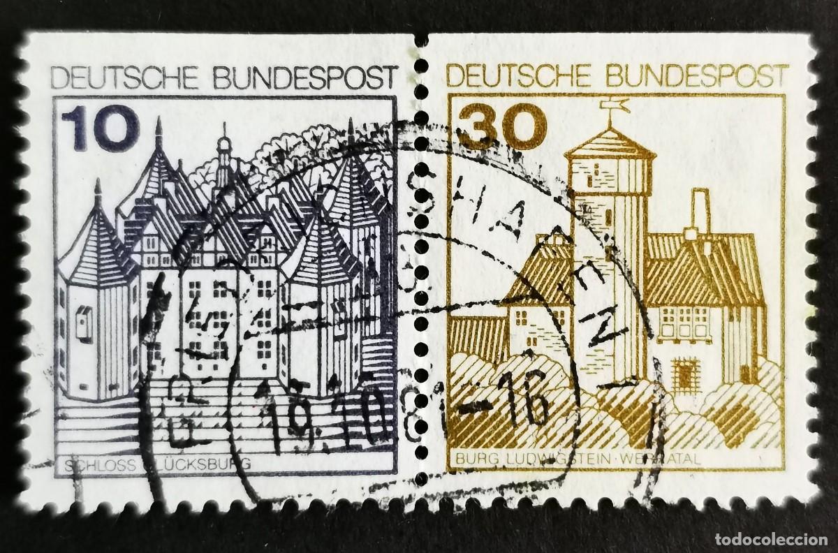 Sellos: Sello Alemania R. Federal 1980, Castillos: Castillo Gl&uuml;cksburg y Ludwigst, 40 Pf. Michel: DE W63Iu