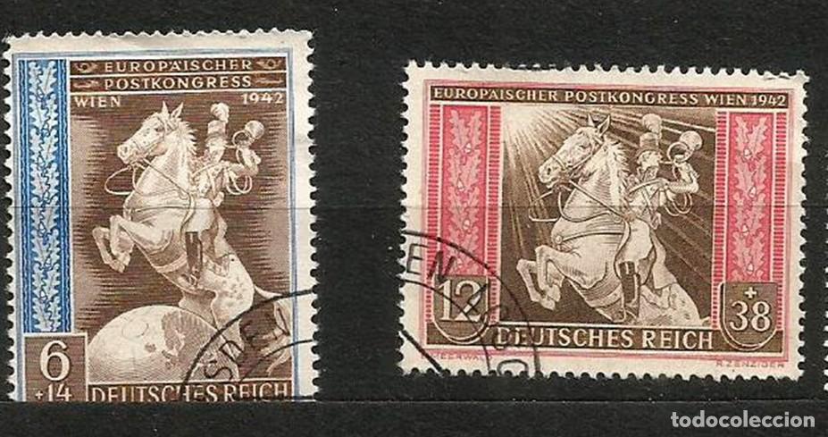 Sellos: ALEMANIA 1942 - III REICH - I CONGRESO POSTAL - 2 SELLOS USADOS