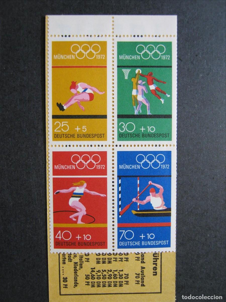 Sellos: ALEMANIA FEDERAL 1972 OLIMPIADAS JUEGOS OL&Iacute;MPICOS MUNICH 72 CARNET YVERT 586/589 MNH** LUJO.