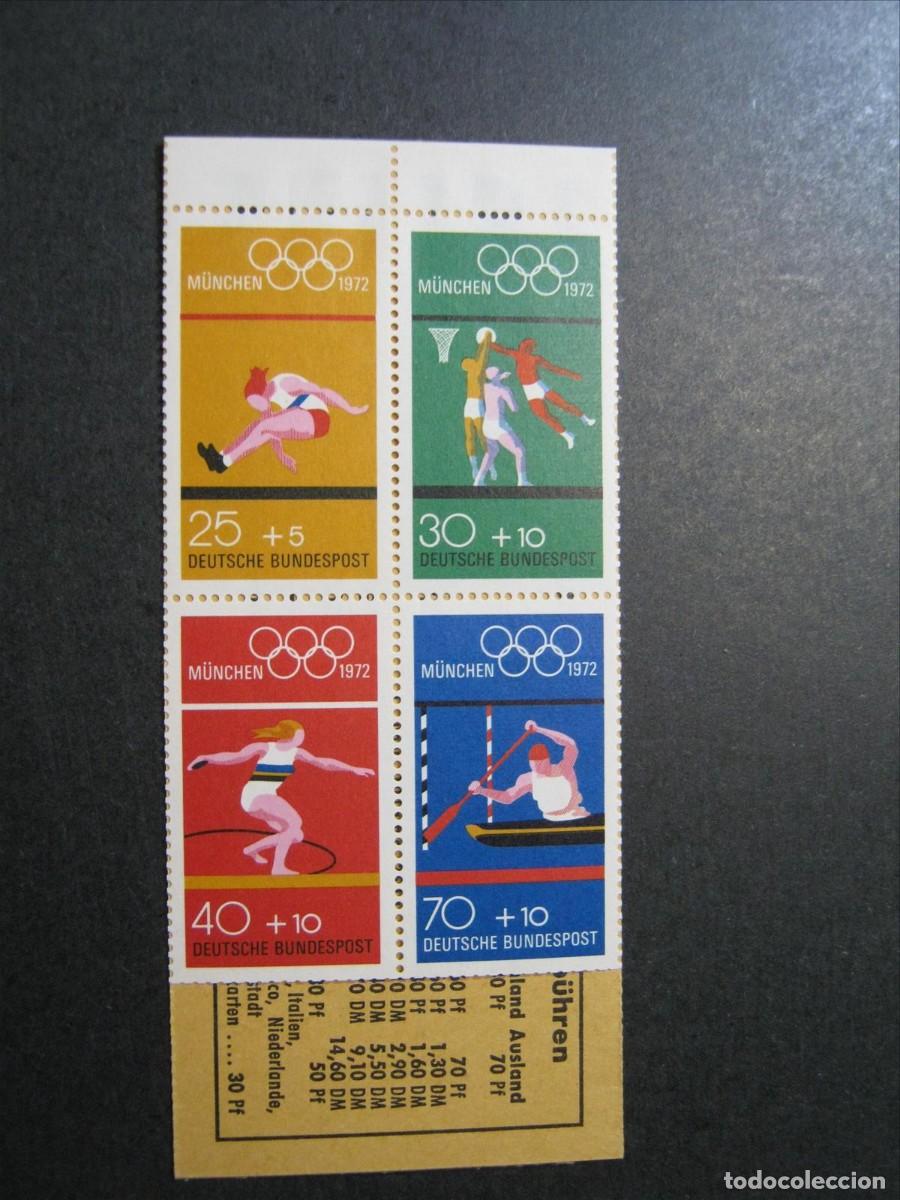 Sellos: ALEMANIA FEDERAL 1972 OLIMPIADAS JUEGOS OL&Iacute;MPICOS MUNICH 72 CARNET YVERT 586/589 MNH** LUJO.