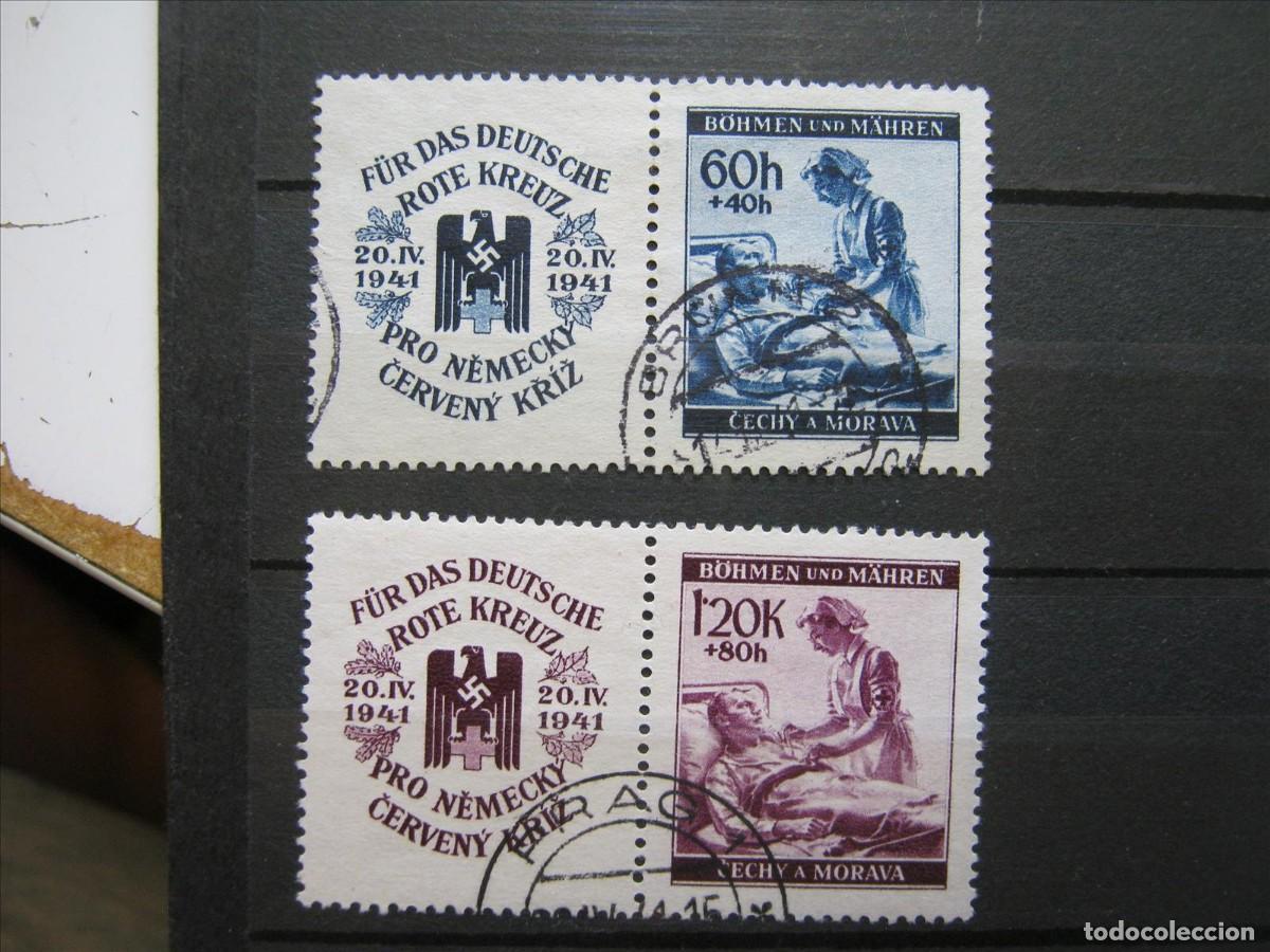 Sellos: ALEMANIA OCUPACI&Oacute;N BOHEMIA Y MORAVIA 1941 SERIE YVERT 61/62 USADOS PERFECTOS.