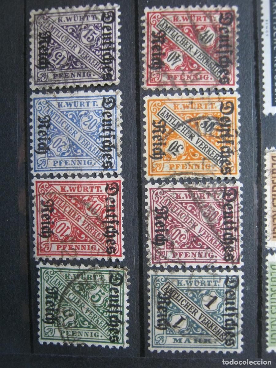 Stamps: ALEMANIA IMPERIO SERVICIO W&Uuml;RTTEMBERG SERIE MICHEL 57/64 USADOS PERFECTOS.