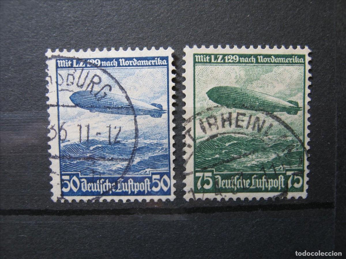 Sellos: ALEMANIA IMPERIO REICH 1936 A&Eacute;REOS SERIE YVERT 55/56 USADOS PERFECTOS.