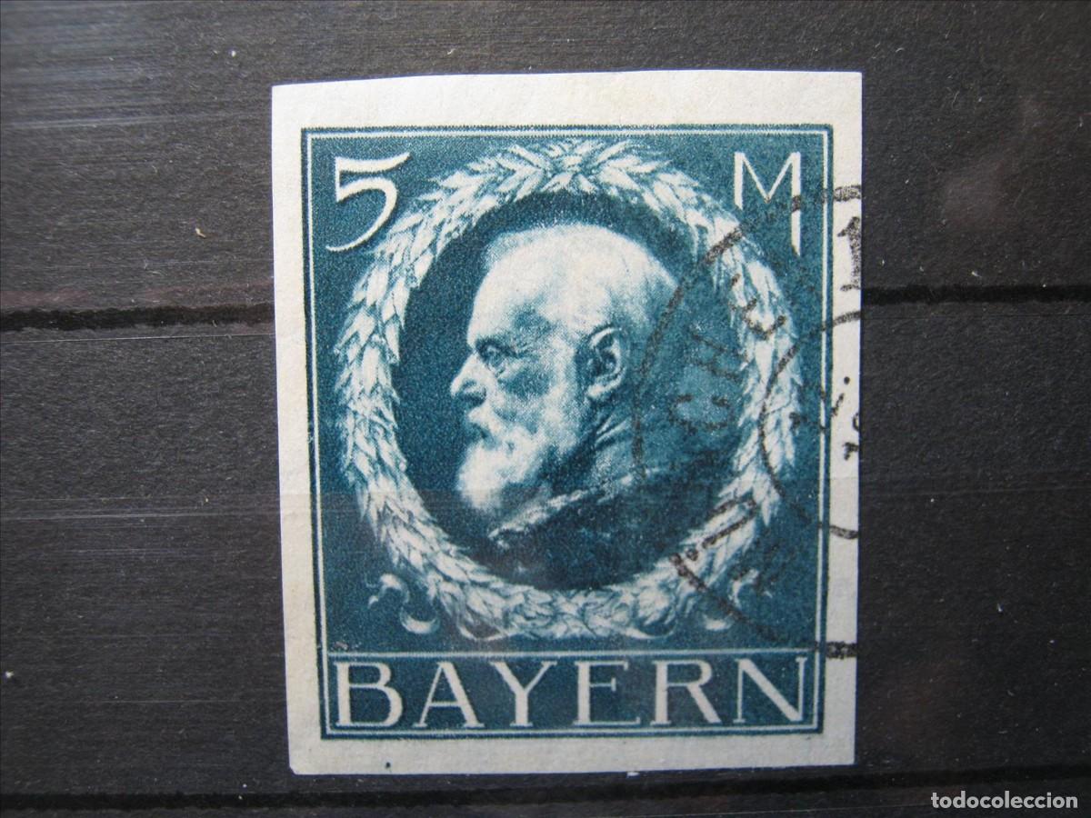 Stamps: ALEMANIA BAVIERA MICHEL 107 II B USADO PERFECTO VALOR 55&euro;.