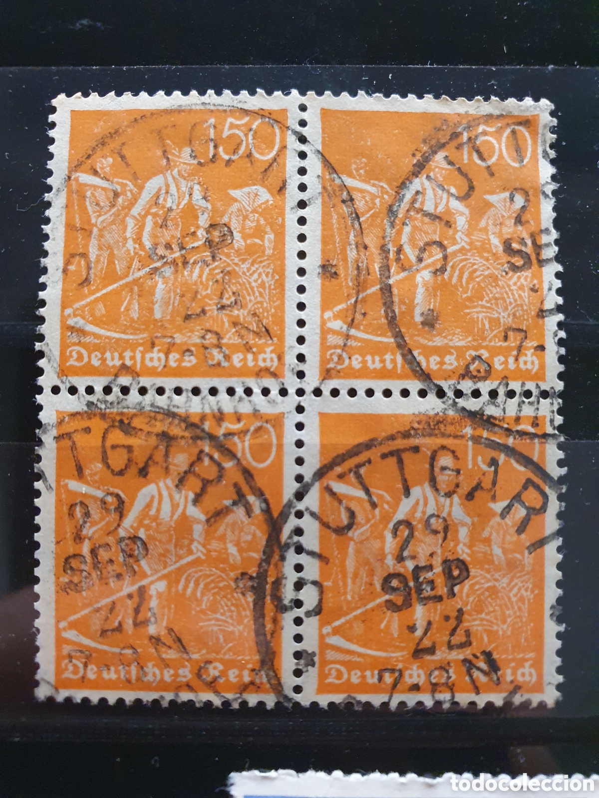 Briefmarken: Imperio Alem&aacute;n 1921 oficios bloque de 4 muy raro de encontrar