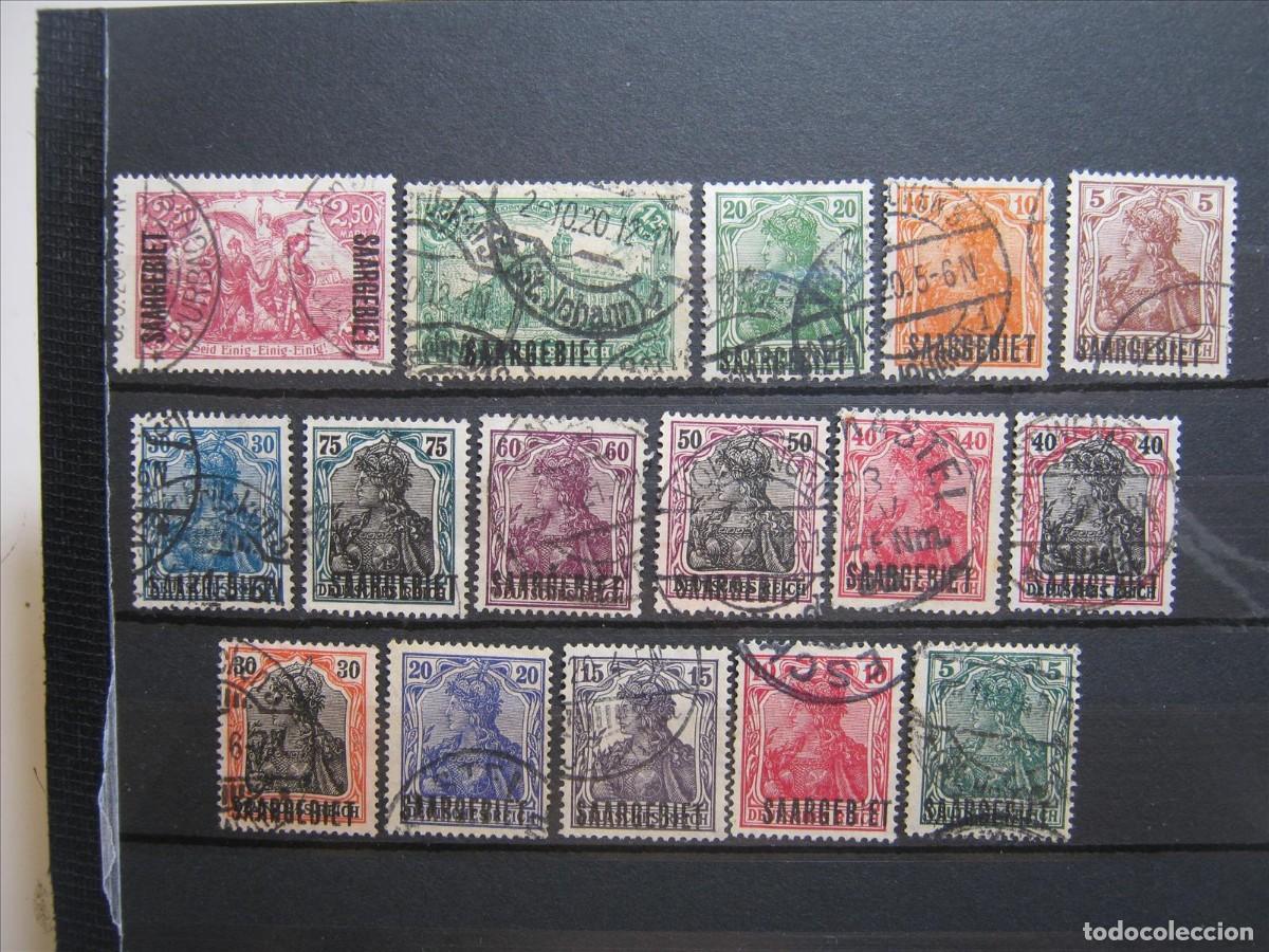 Sellos: ALEMANIA SARRE SAAR 1920 LOTE ENTRE YVERT 32 Y 48 USADOS PERFECTOS.