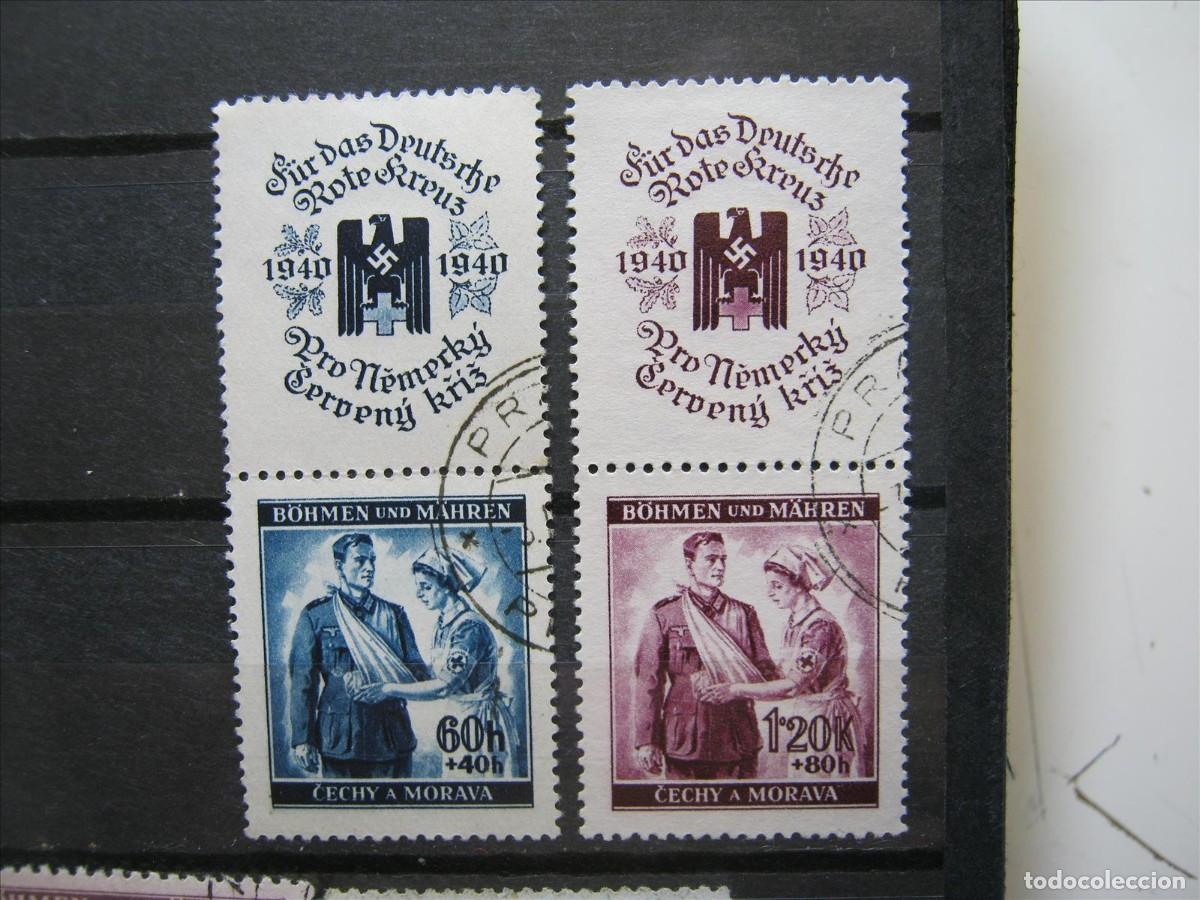 Sellos: ALEMANIA OCUPACI&Oacute;N BOHEMIA MORAVIA 1939 SERIE YVERT 39/40 USADOS PERFECTOS.