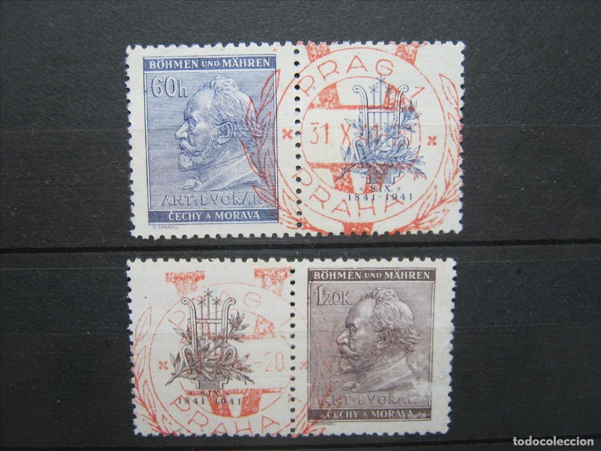 Sellos: ALEMANIA OCUPACI&Oacute;N BOHEMIA MORAVIA 1941 SERIE YVERT 63/64 USADOS PERFECTOS.