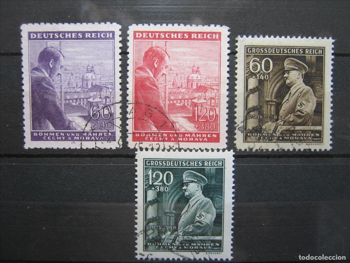 Sellos: ALEMANIA OCUPACI&Oacute;N BOHEMIA MORAVIA 1943 Y 1944 SERIES YVERT 105/106 Y 115/116 USADOS PERFECTOS.