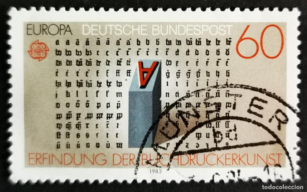 Sellos: Sello Alemania R. Federal 1983, Europa Tipograf&iacute;a moderna, 60 Pf. Michel: DE 1175