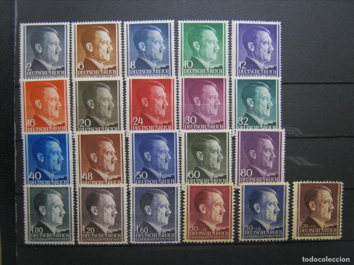 Sellos: ALEMANIA OCUPACI&Oacute;N POLONIA HITLER 1942 SERIE YVERT 82/99 + 100/102 MH*/(*)/MNH** LUJO.