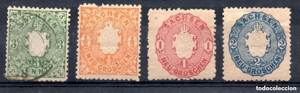 Sellos: ALEMANIA. SACHSEN. 1863 MI 14,15,16,17