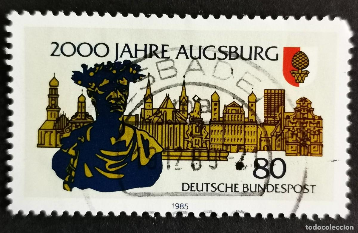 Sellos: Sello Alemania R. Federal 1985, Emperador Augusto (busto), Edificios y Armas, 80 Pf. Michel: DE 1234