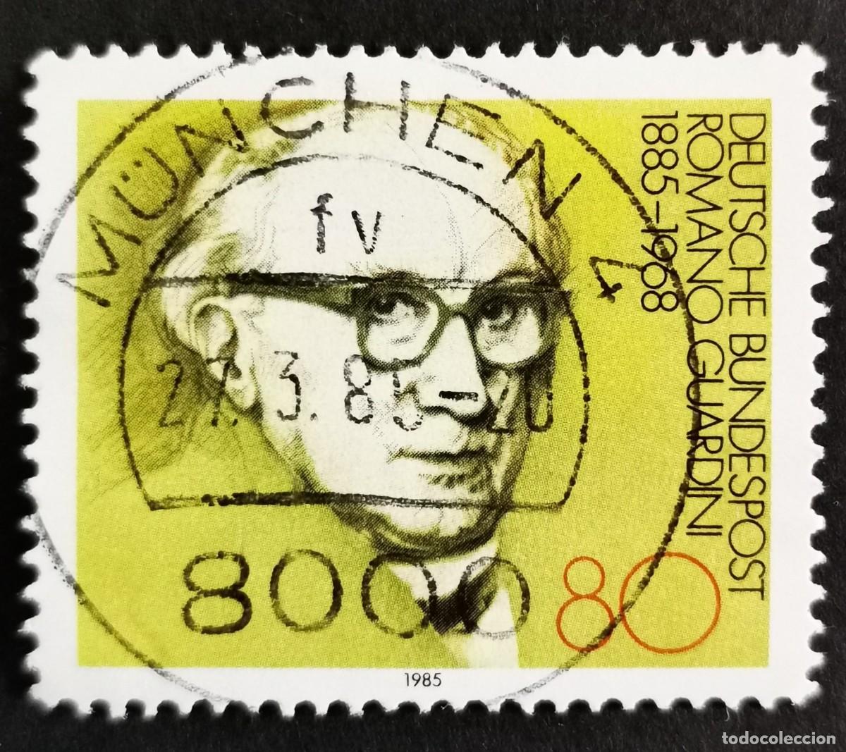 Sellos: Sello Alemania R. Federal 1985, Romano Guardini, 80 Pf. Michel: DE 1237