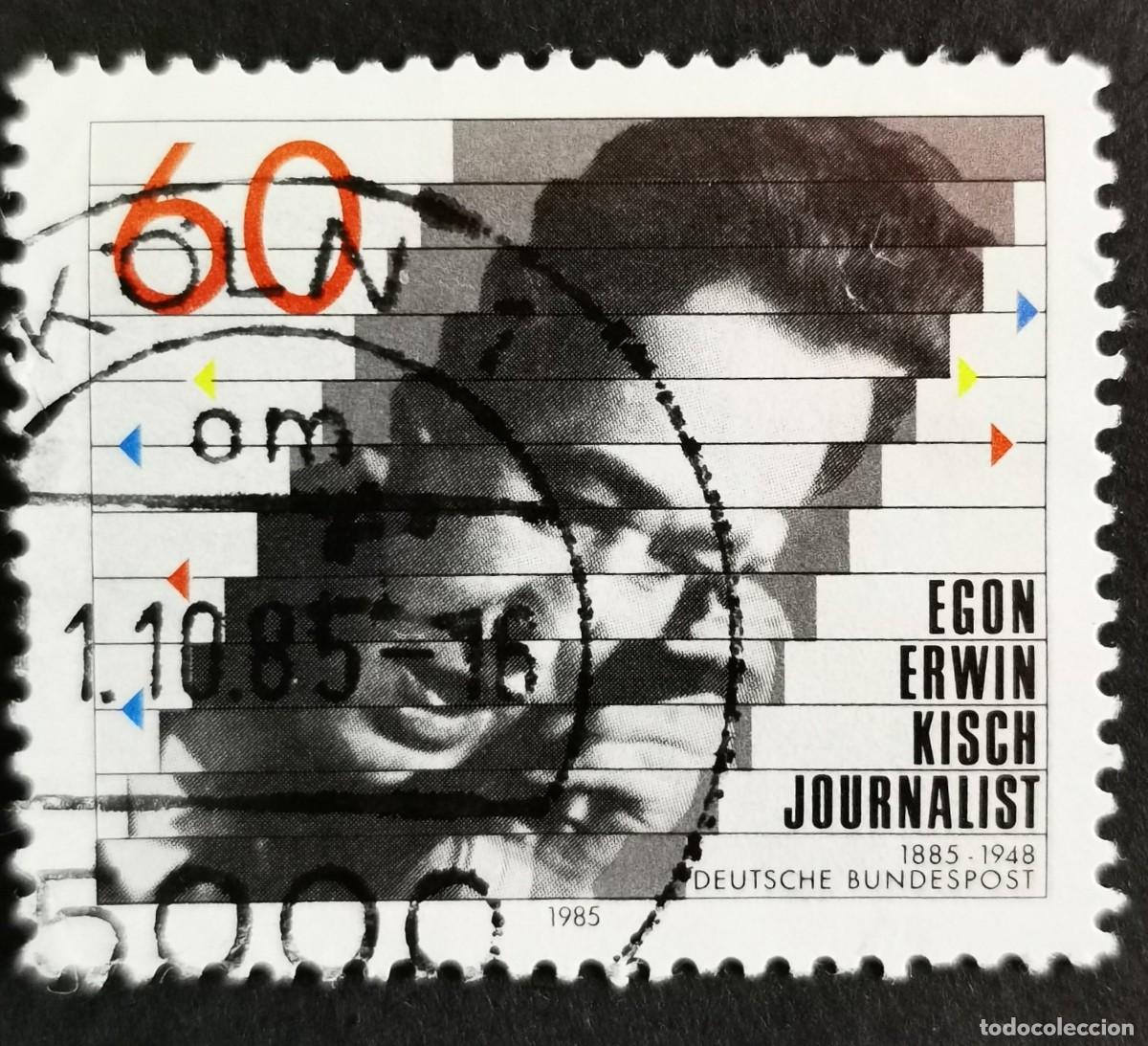 Sellos: Sello Alemania R. Federal 1985, Centenario del nacimiento de Egon Erwin Kisc, 60 Pf. Michel: DE 1247