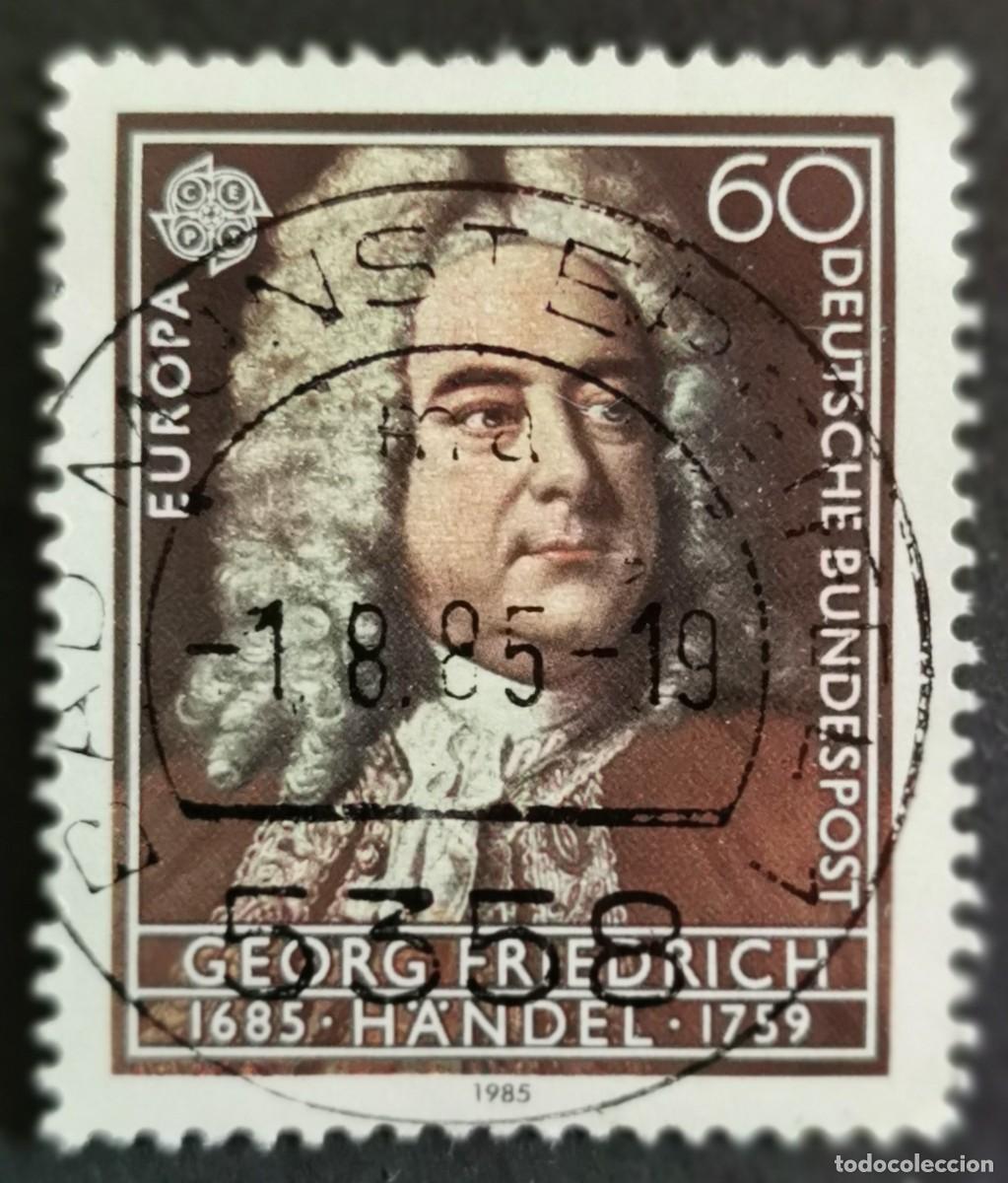 Sellos: Sello Alemania R. Federal 1985, Georg Friedrich H&auml;ndel (1685-1759), 60 Pf. Michel: DE 1248
