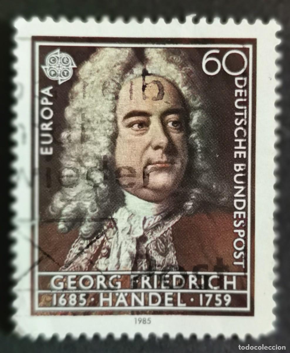 Sellos: Sello Alemania R. Federal 1985, Georg Friedrich H&auml;ndel (1685-1759), 60 Pf. Michel: DE 1248