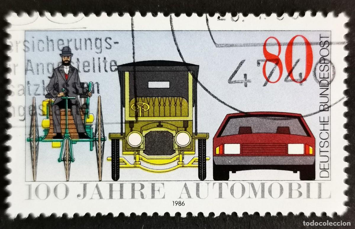 Sellos: Sello Alemania R. Federal 1986, Triciclo Benz, sed&aacute;n, autom&oacute;vil moderno, 80 Pf. Michel: DE 1268