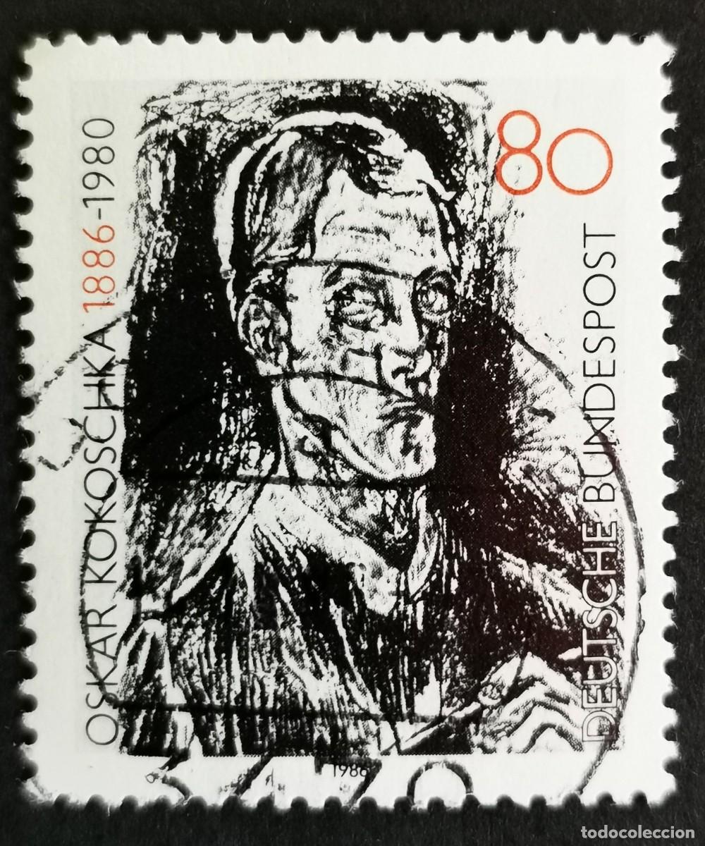 Sellos: Sello Alemania R. Federal 1986, Centenario del nacimiento de Oskar Kokoschka, 80 Pf. Michel: DE 1272