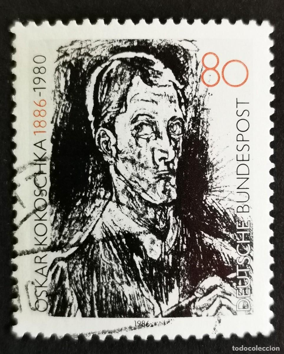 Sellos: Sello Alemania R. Federal 1986, Centenario del nacimiento de Oskar Kokoschka, 80 Pf. Michel: DE 1272