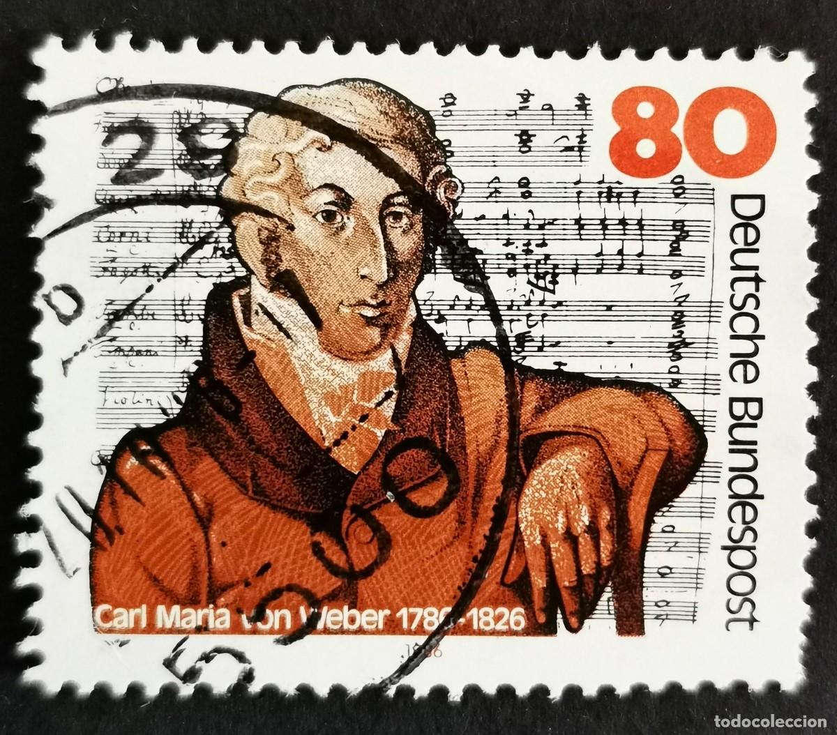 Sellos: Sello Alemania R. Federal 1986, Bicentenario Carl Maria von Weber, 80 Pf. Michel: DE 1284