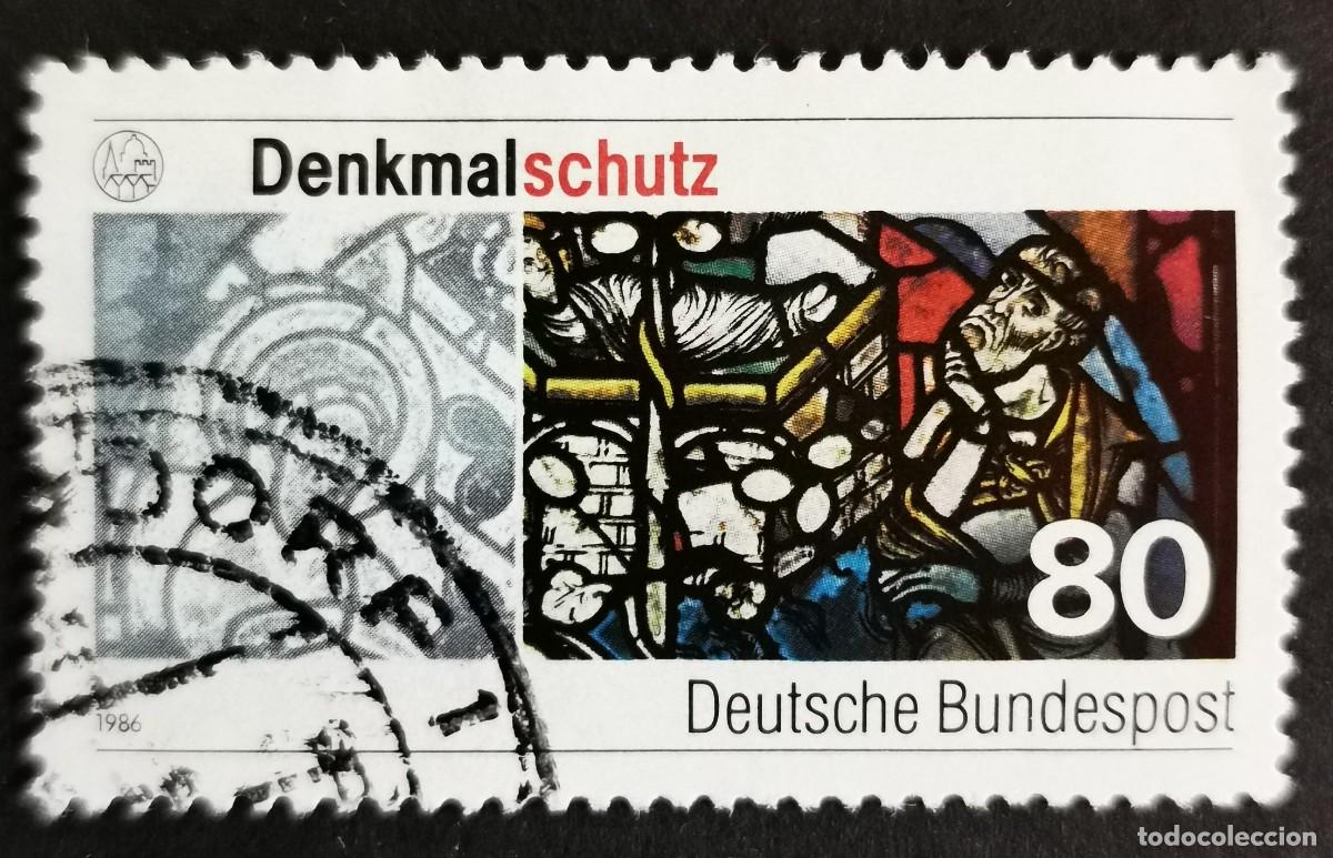 Sellos: Sello Alemania R. Federal 1986, Da&ntilde;os por contaminaci&oacute;n en vidrieras, 80 Pf. Michel: DE 1291