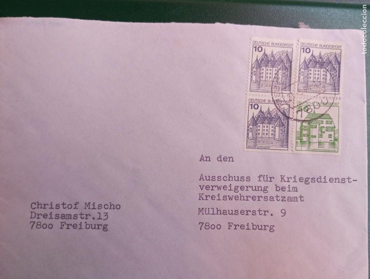 Sellos: ALEMANIA, 1984, CARTA.CON FRANQUEO DE CARNET DE CASTILLOS. COMBINACIONES DE 10 Y 50 PF
