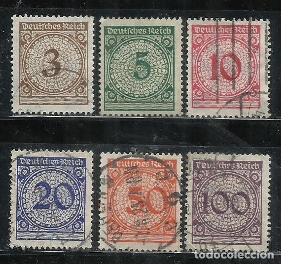 Sellos: 9805-ALEMANIA 1923 REICH SERIE COMPLETA 331/336 CIFRAS, USADO.