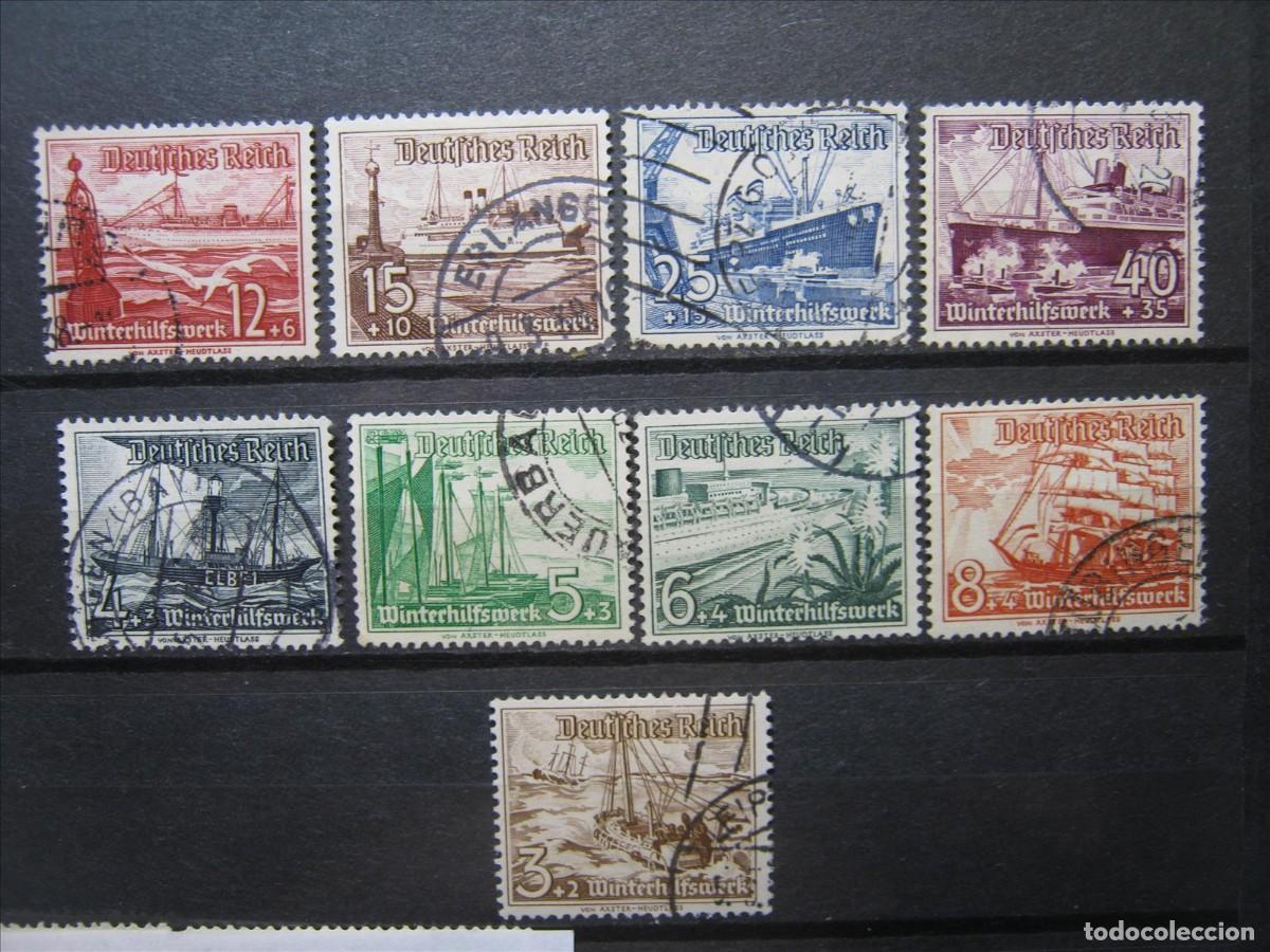 Sellos: ALEMANIA IMPERIO REICH BARCOS 1937 SERIE YVERT 594/602 USADOS PERFECTOS.