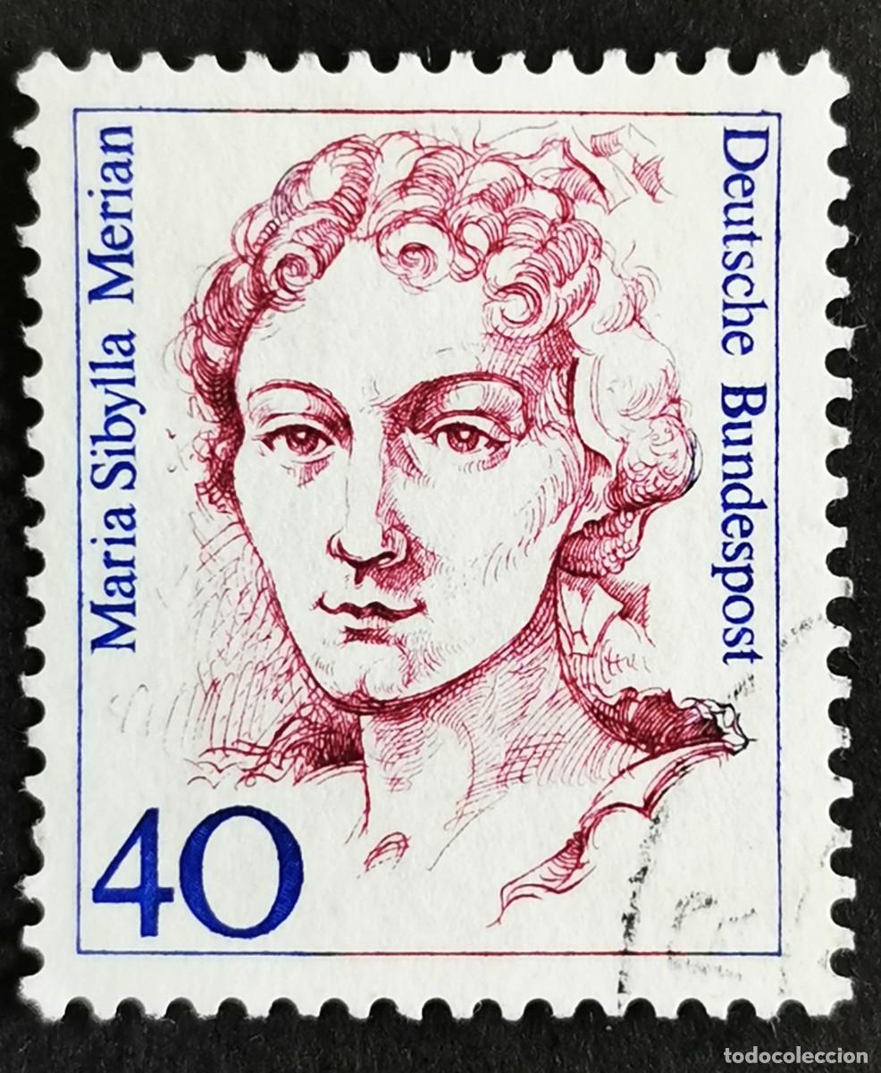 Sellos: Sello Alemania R. Federal 1987, Mujeres alemana: Maria Sibylla Merian, 40 Pf. Michel: DE 1331