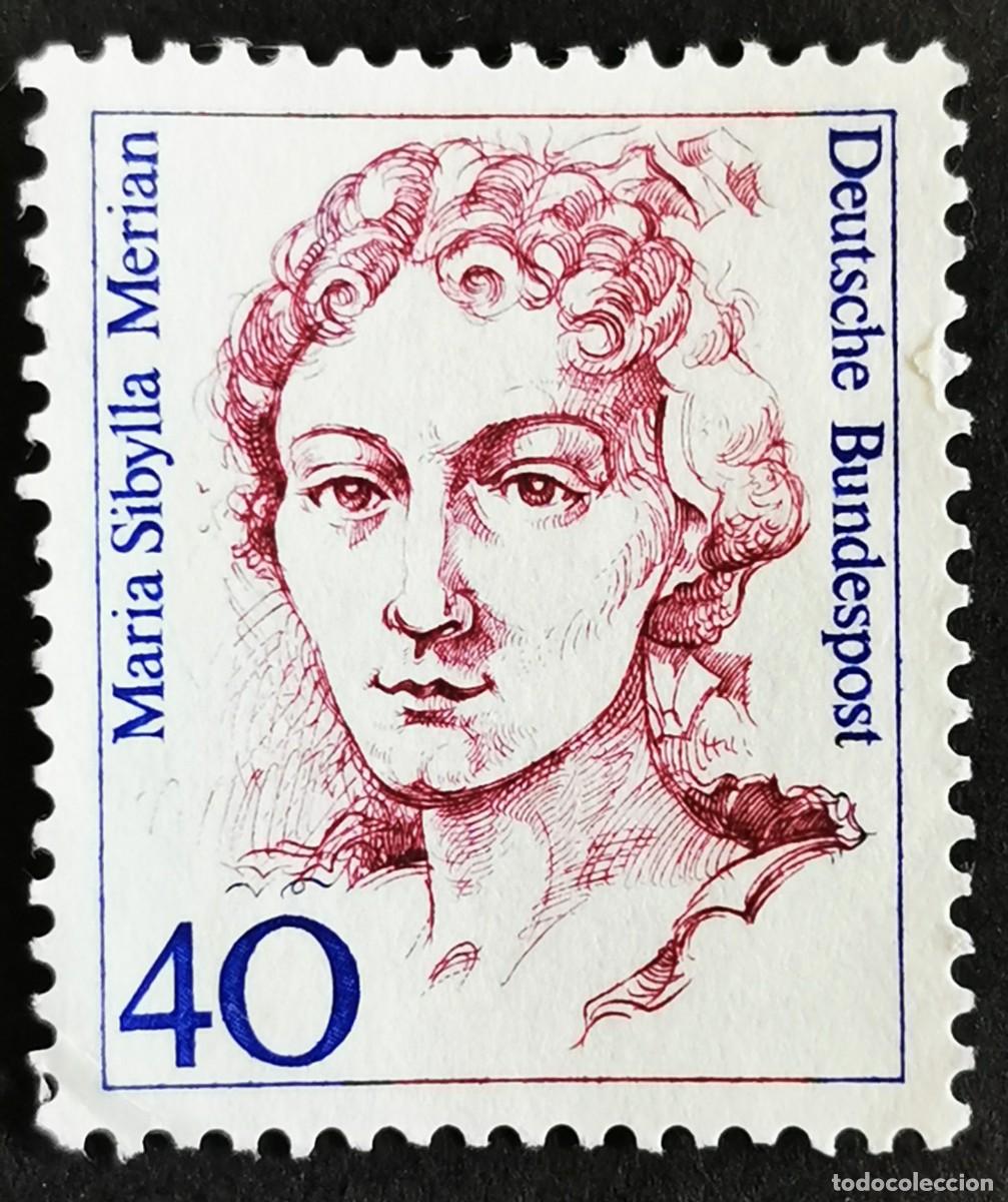 Sellos: Sello Alemania R. Federal 1987, Mujeres alemana: Maria Sibylla Merian, 40 Pf. Michel: DE 1331