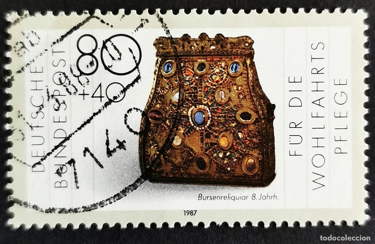 Sellos: Sello Alemania R. Federal 1987, Relicario del siglo VIII, 80+40 Pf. Michel: DE 1336