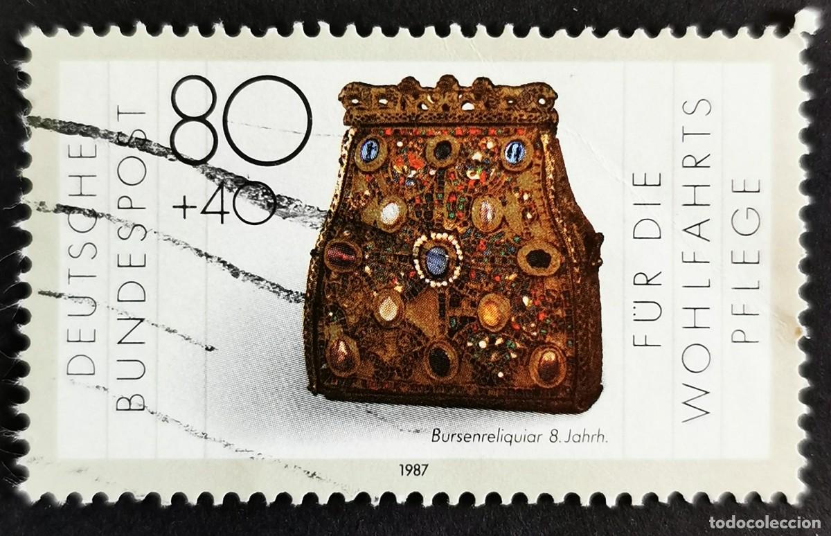 Sellos: Sello Alemania R. Federal 1987, Relicario del siglo VIII, 80+40 Pf. Michel: DE 1336