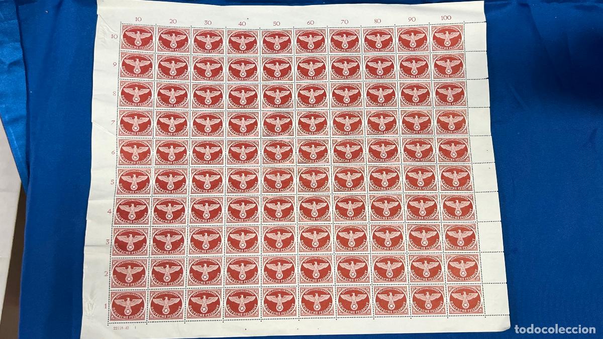 Sellos: pliego original de 100 sellos nazis zulassungsmarke original 1943
