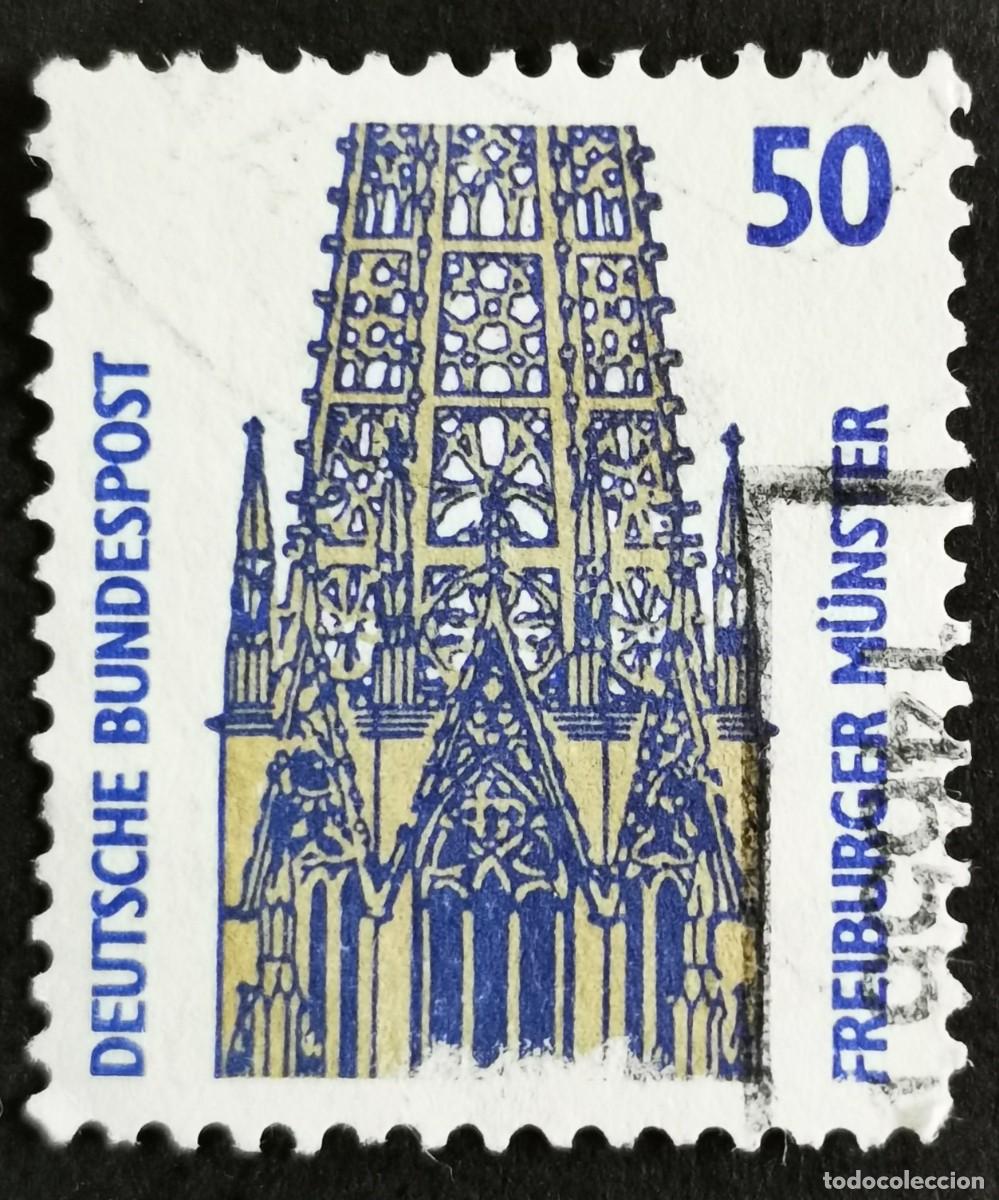 Sellos: Sello Alemania R. Federal 1987, Torre de la catedral de Friburgo, 50 Pf. Michel: DE 1340Au
