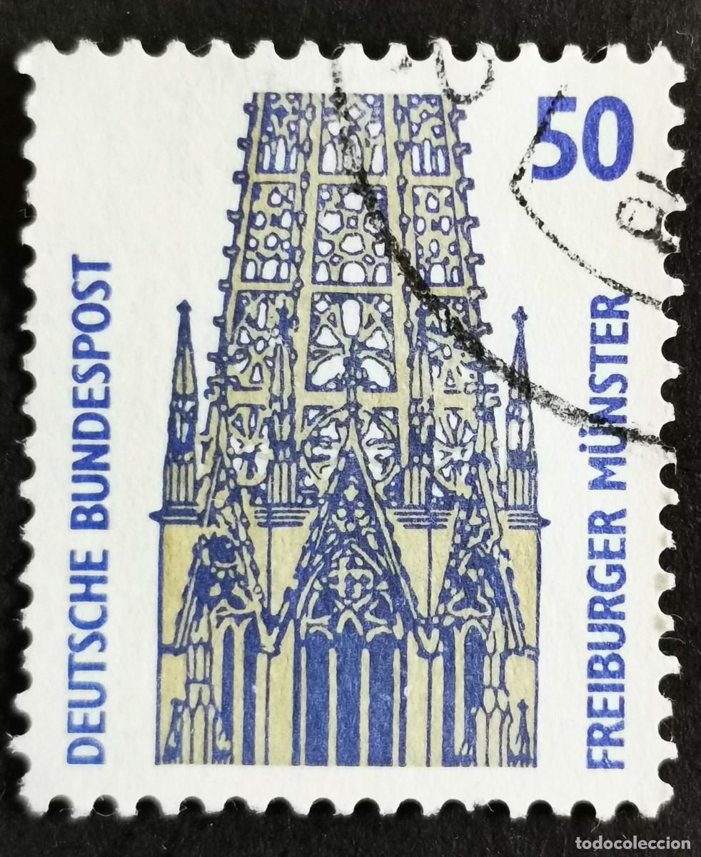 Sellos: Sello Alemania R. Federal 1987, Torre de la catedral de Friburgo, 50 Pf. Michel: DE 1340Au