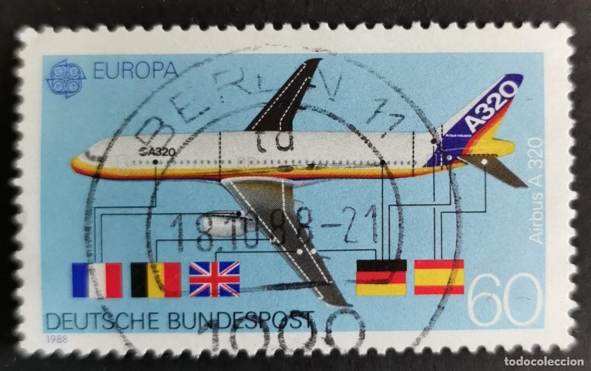 Sellos: Sello Alemania R. Federal 1988, Airbus Industrie A320 banderas naciones, 60 Pf. Michel: DE 1367