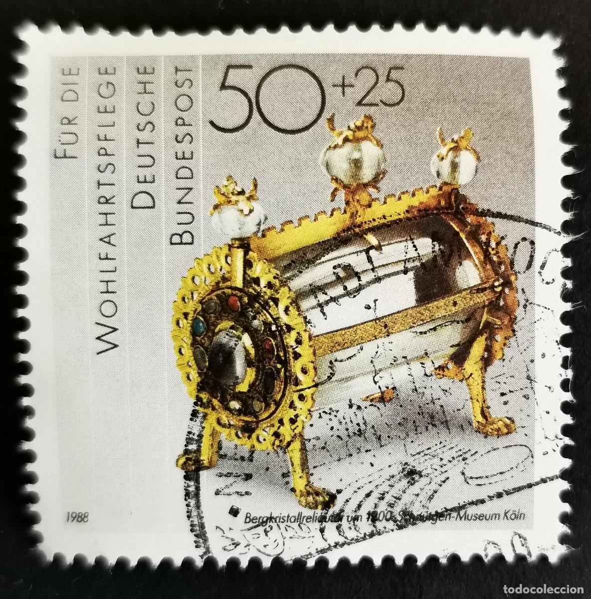 Sellos: Sello Alemania R. Federal 1988, Relicario cristal roca siglo XII, 50+25 Pf. Michel: DE 1383