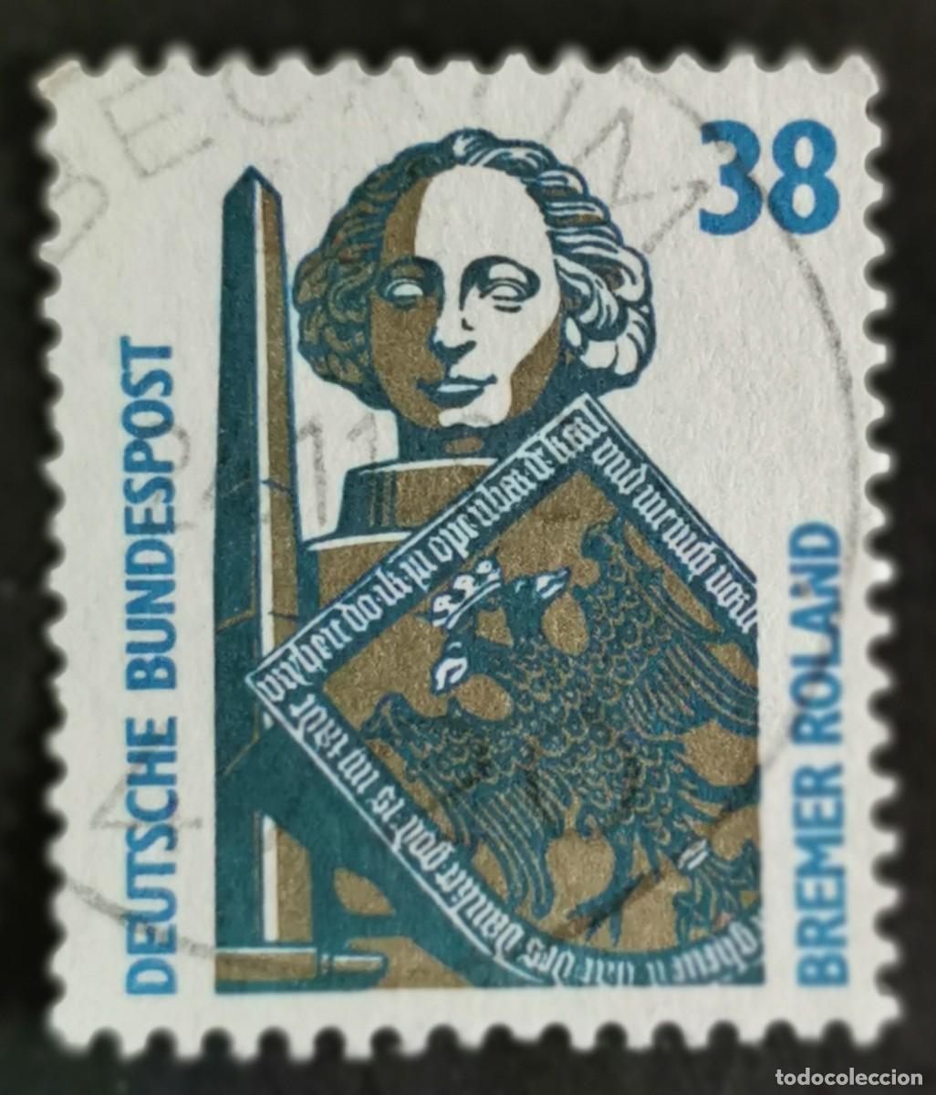Sellos: Sello Alemania R. Federal 1989, Columna de Roland, Bremen , 38 Pf. Michel: DE 1400Au