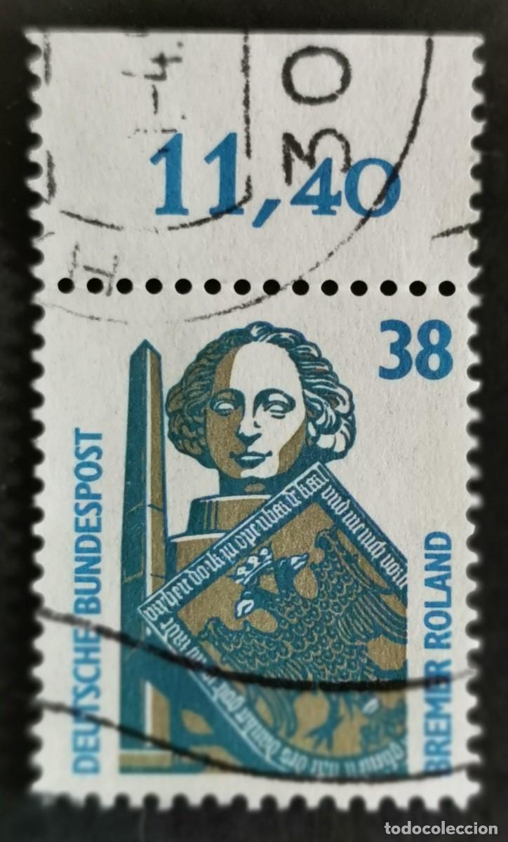 Sellos: Sello Alemania R. Federal 1989, Columna de Roland, Bremen , 38 Pf. Michel: DE 1400Au