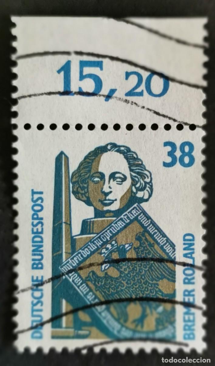 Sellos: Sello Alemania R. Federal 1989, Columna de Roland, Bremen , 38 Pf. Michel: DE 1400Au