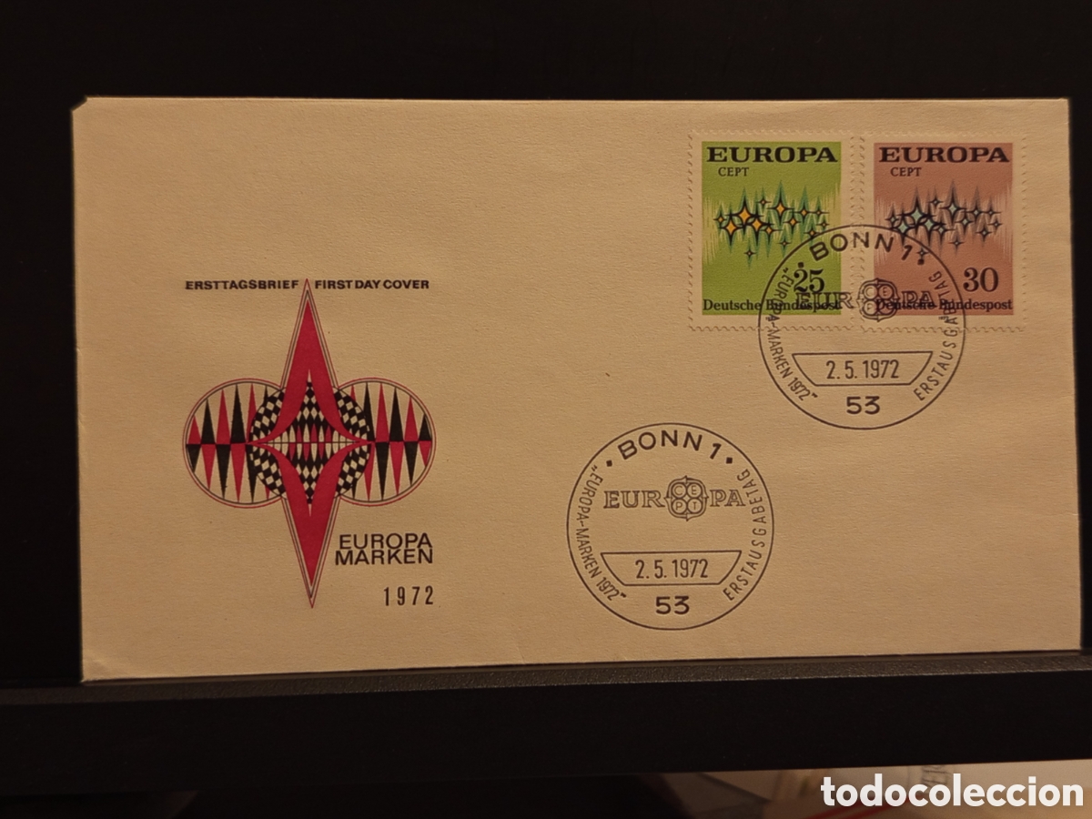 Sellos: &rdquo;FDC Alemania 1972 - Europa CEPT - Bonn Erstausgabetag - Dise&ntilde;o geom&eacute;trico&rdquo;
