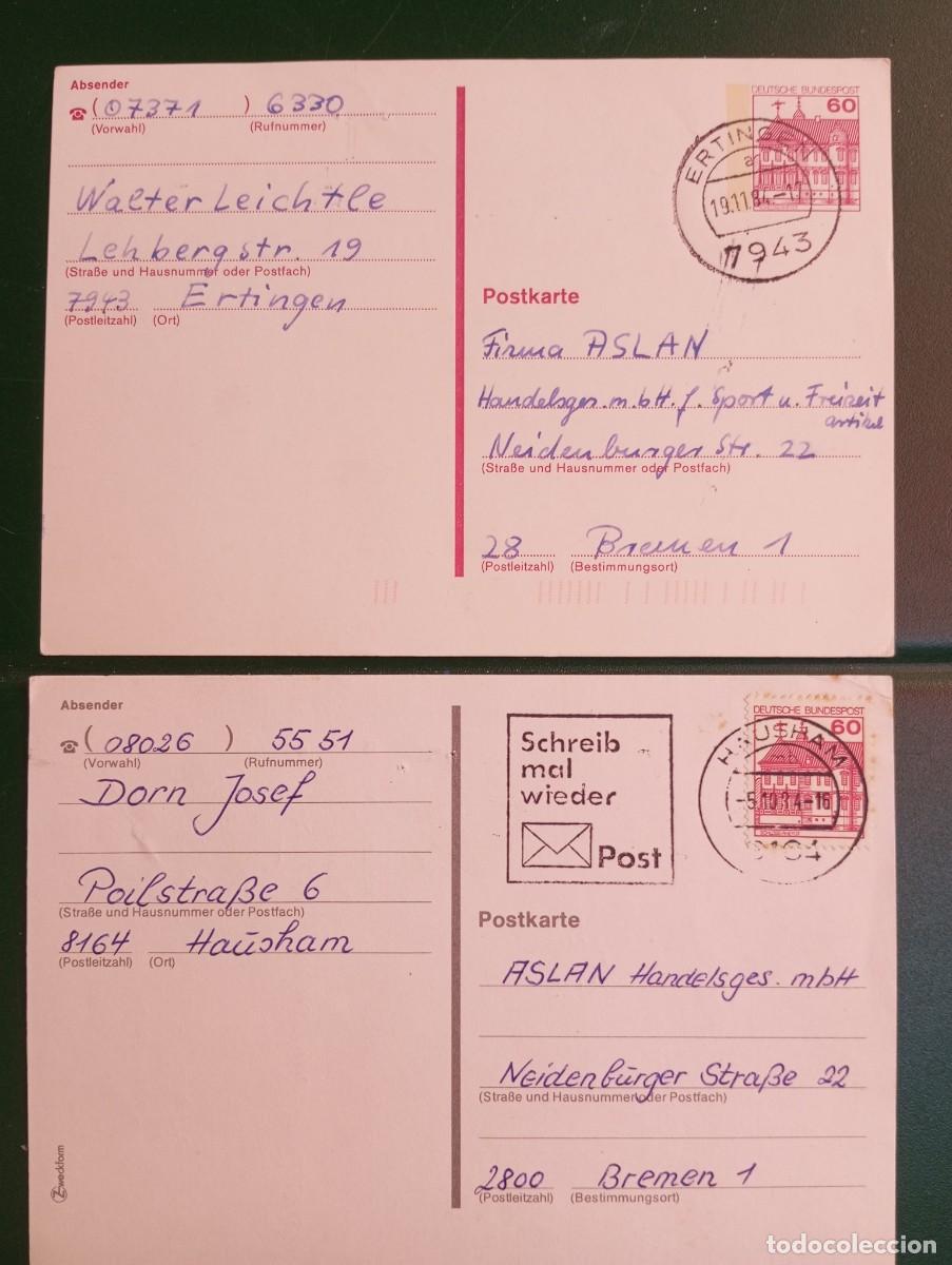Sellos: ALEMANIA FEDERAL, 1984, DOS POSTKARTES, UNO ENTERO POSTAL Y OTRO CON SELLO