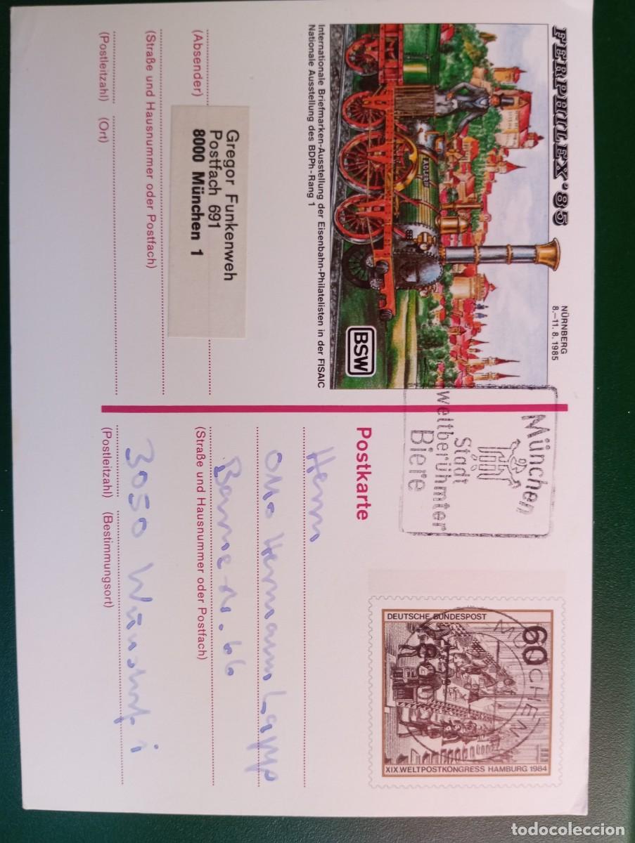 Sellos: ALEMANIA FEDERAL, 1985, TRENES, ENTERO POSTAL ILUSTRADO P So 10