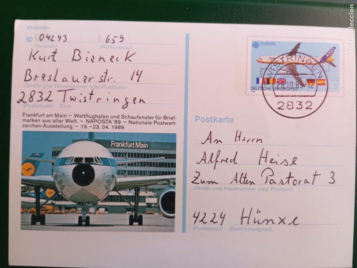 Sellos: ALEMANIA FEDERAL, 1989, AVIONES, ENTERO POSTAL ILUSTRADO P So 17