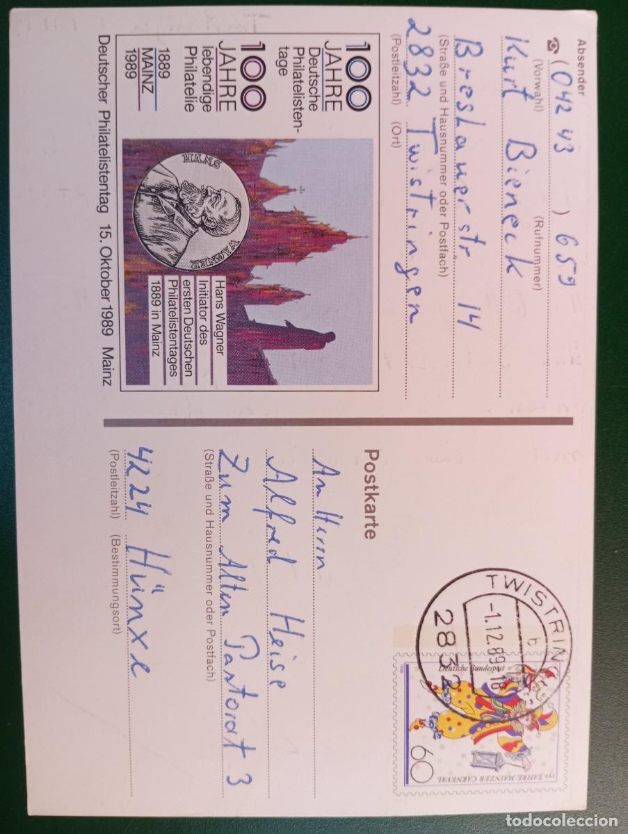 Sellos: ALEMANIA FEDERAL, 1989, CENTENARIO DEL SELLO,, ENTERO POSTAL ILUSTRADO P So 18