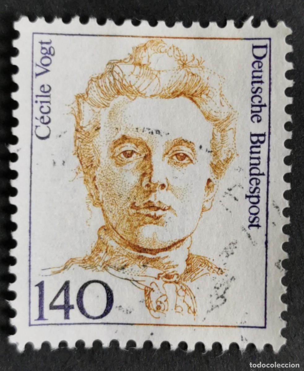 Sellos: Sello Alemania R. Federal 1989, Mujeres alemanas: C&eacute;cile Vogt (1875-1962), 140 Pf. Michel: DE 1432